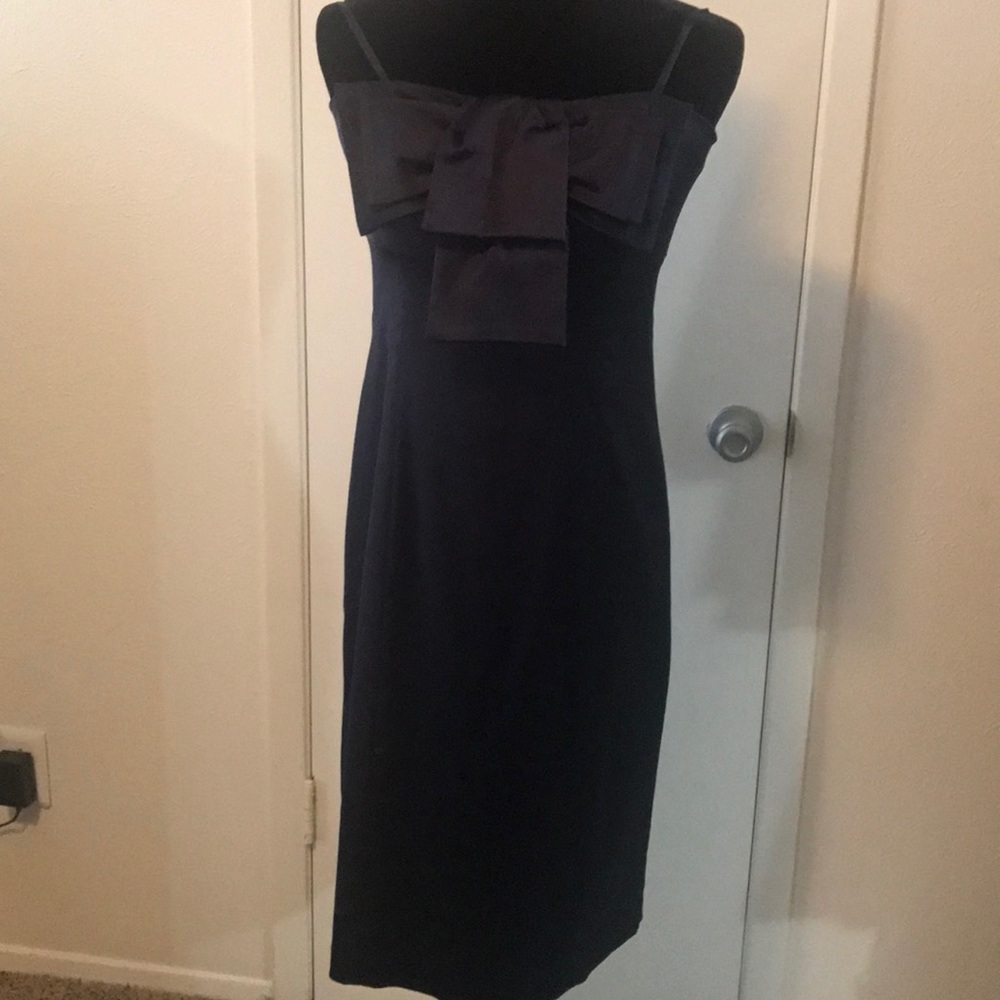 Strapless navy semi-formal dress